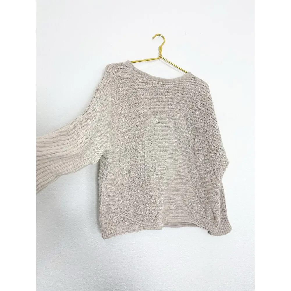 Free People Beach Imogene Sweater Size XS Tan Ribbed Oversized Open Knit